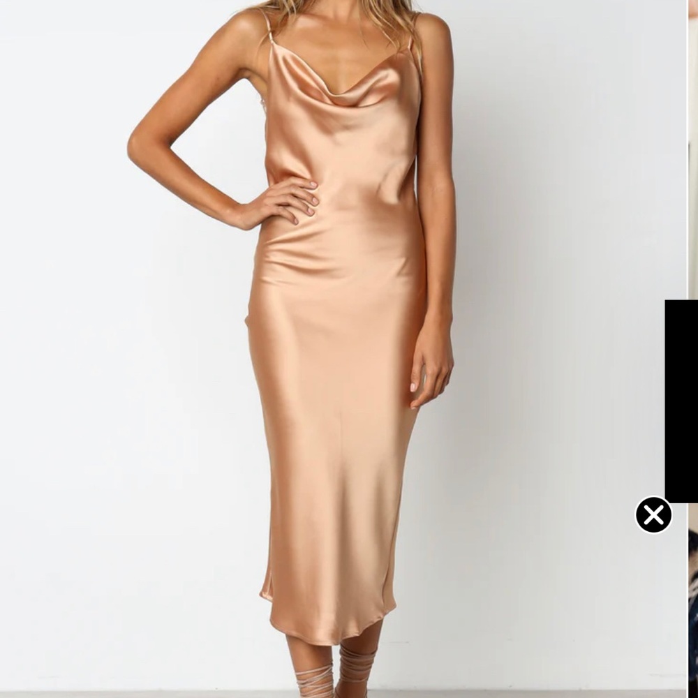 Petal and Pup Gold Midi Dress
